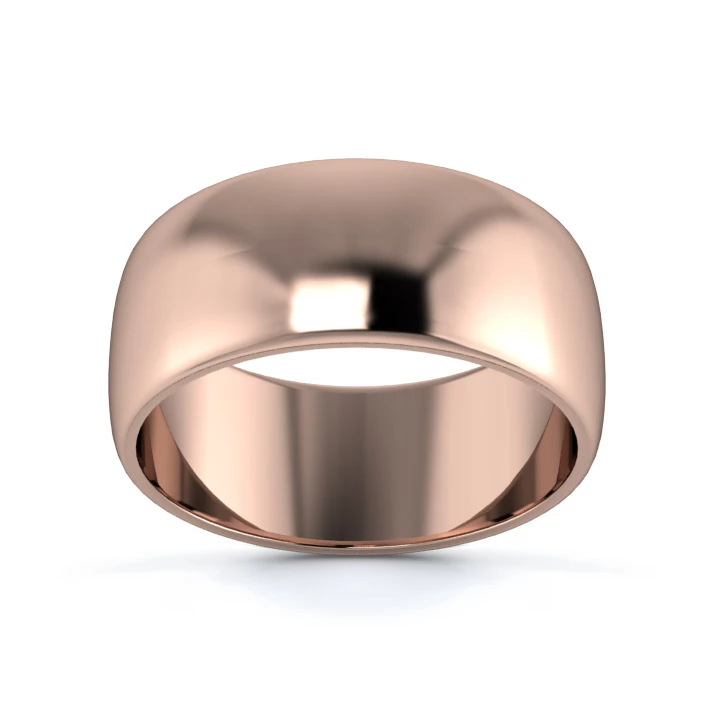 9K Rose Gold 8mm Light Weight D Shape Wedding Ring
