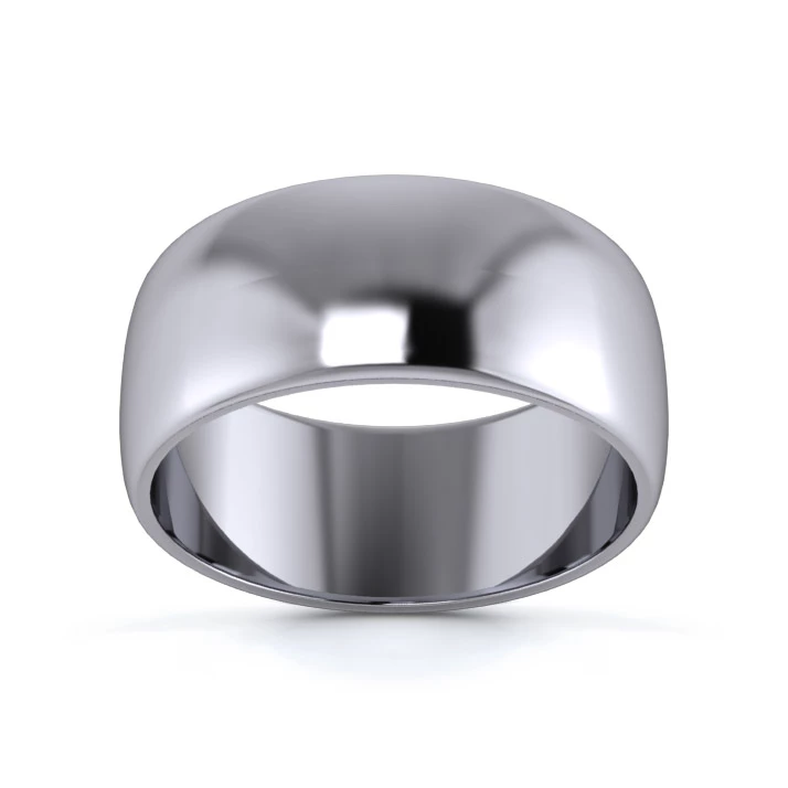 Platinum 950 8mm Light Weight D Shape Wedding Ring