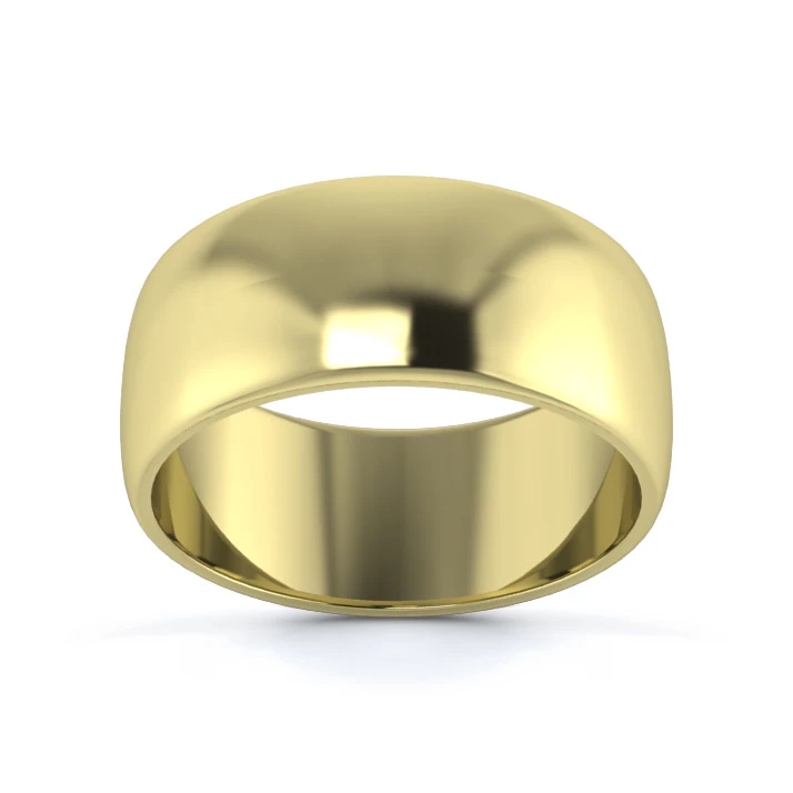 9K Yellow Gold 8mm Light Weight D Shape Wedding Ring