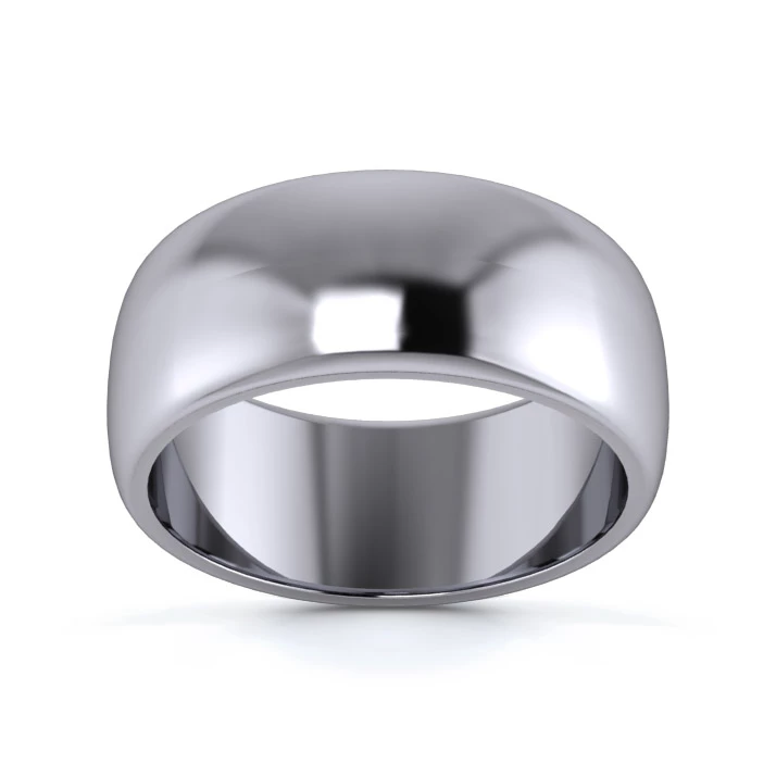 Platinum 950 8mm Medium Weight D Shape Wedding Ring