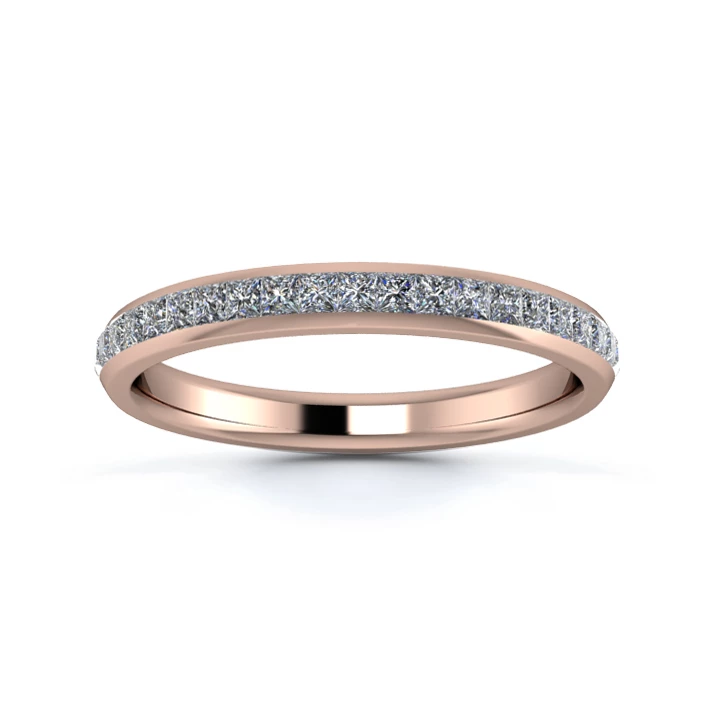 18K Rose Gold 2.5mm Full Princess Channel Diamond Set Ring