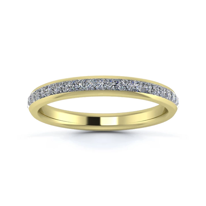 18K Yellow Gold 2.5mm Full Princess Channel Diamond Set Ring