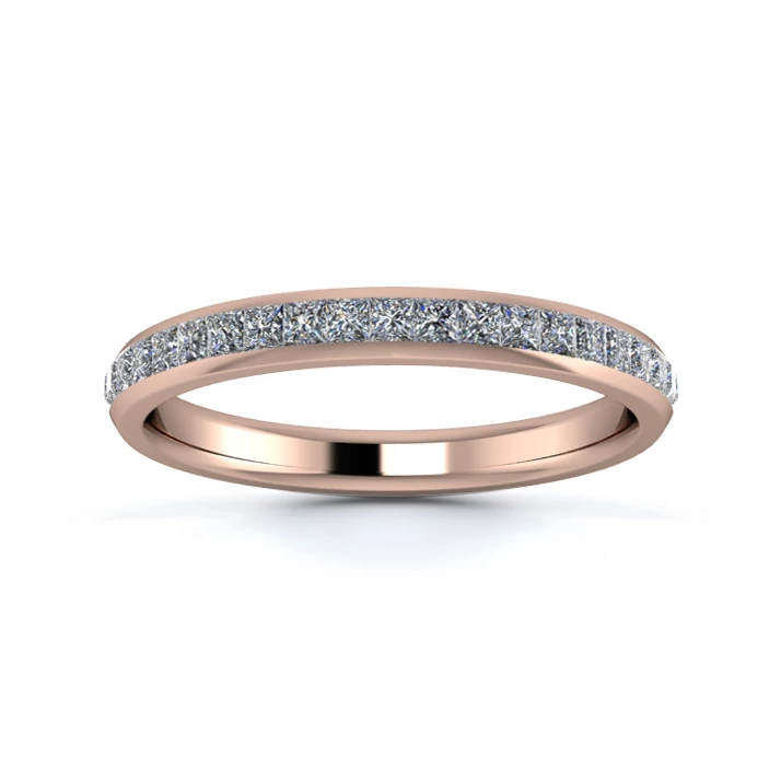 18K Rose Gold 2.5mm Half Princess Channel Diamond Set Ring