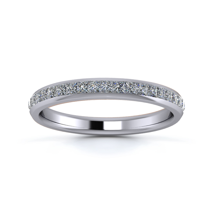 18K White Gold 2.5mm Half Princess Channel Diamond Set Ring