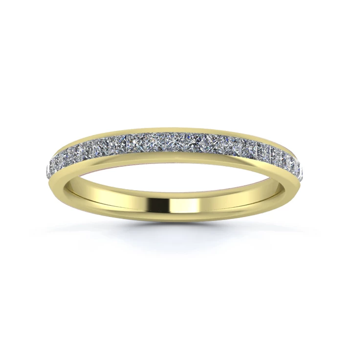18K Yellow Gold 2.5mm Half Princess Channel Diamond Set Ring
