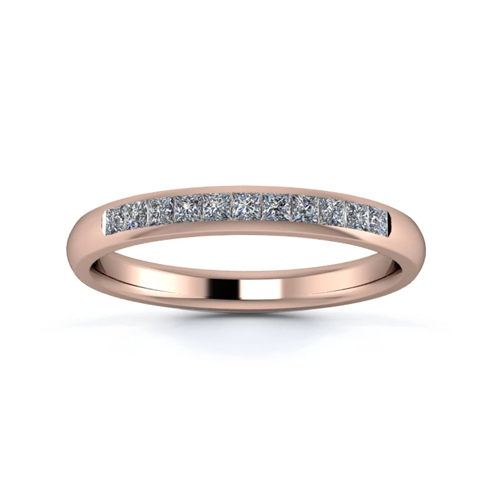 18K Rose Gold 2.5mm Quarter Princess Channel Diamond Set Ring