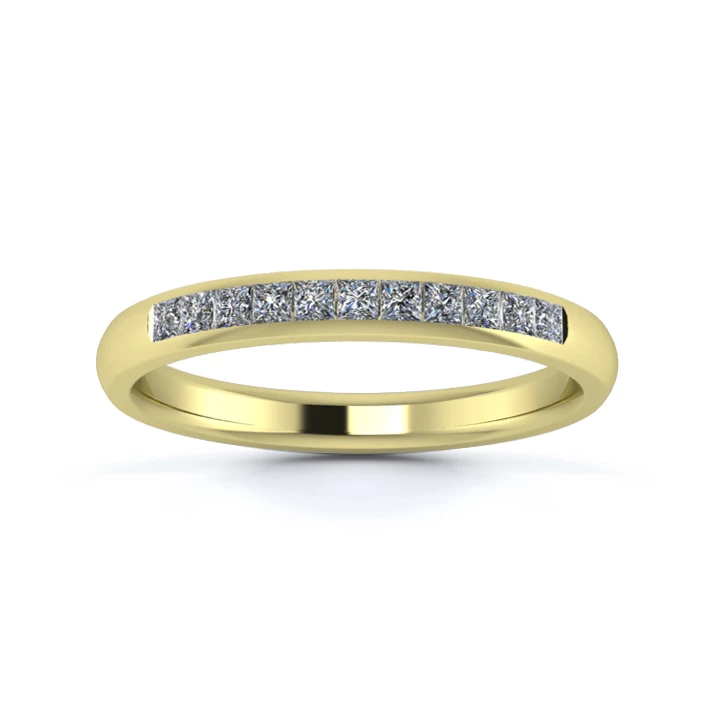 18K Yellow Gold 2.5mm Quarter Princess Channel Diamond Set Ring