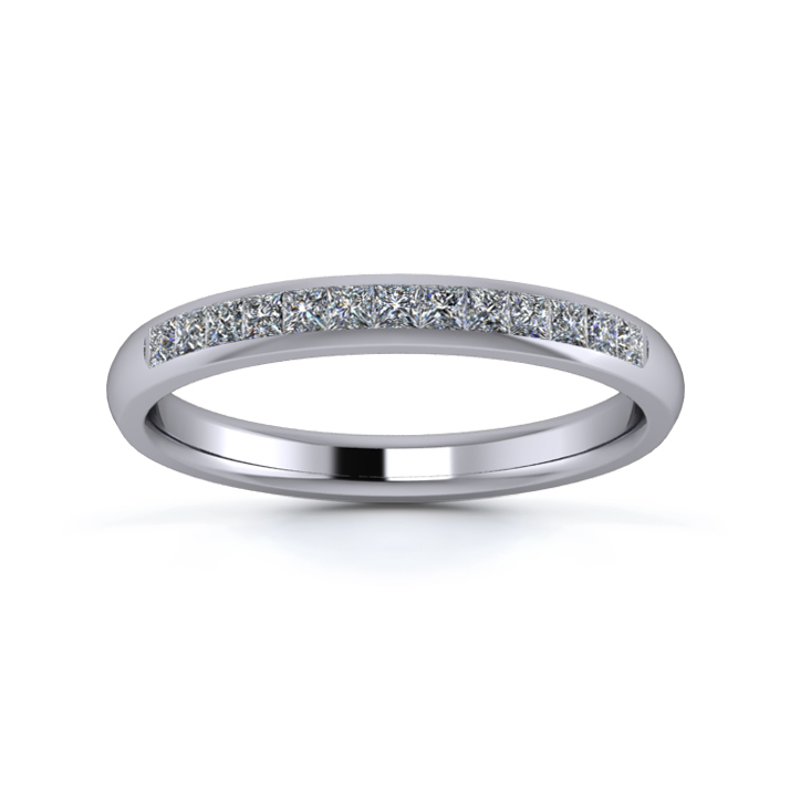 18K White Gold 2.5mm One Third Princess Channel Diamond Set Ring