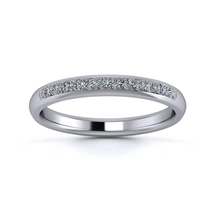 Platinum 2.5mm One Third Princess Channel Diamond Set Ring
