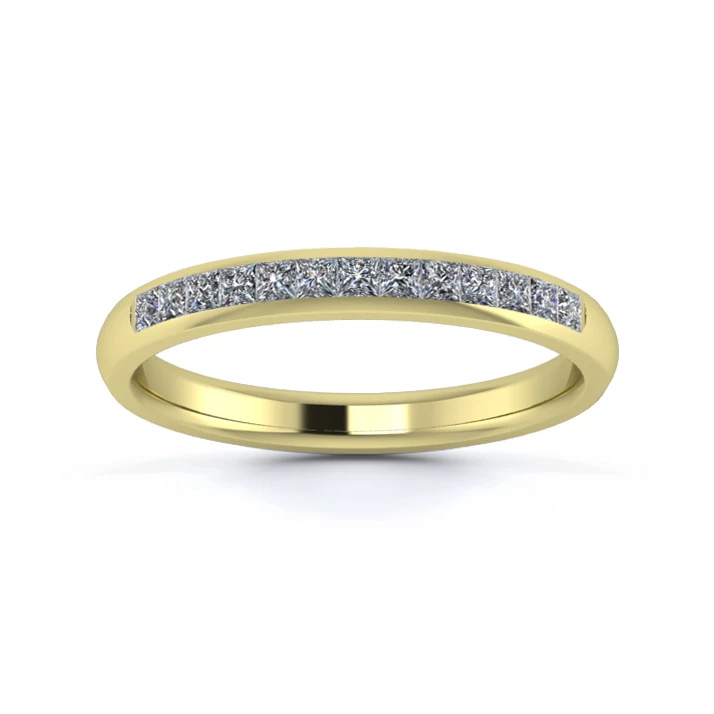 18K Yellow Gold 2.5mm One Third Princess Channel Diamond Set Ring