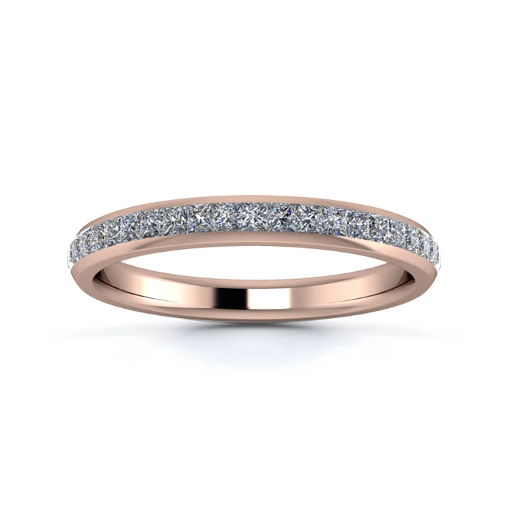 18K Rose Gold 2.5mm Three Quarters Princess Channel Diamond Set Ring