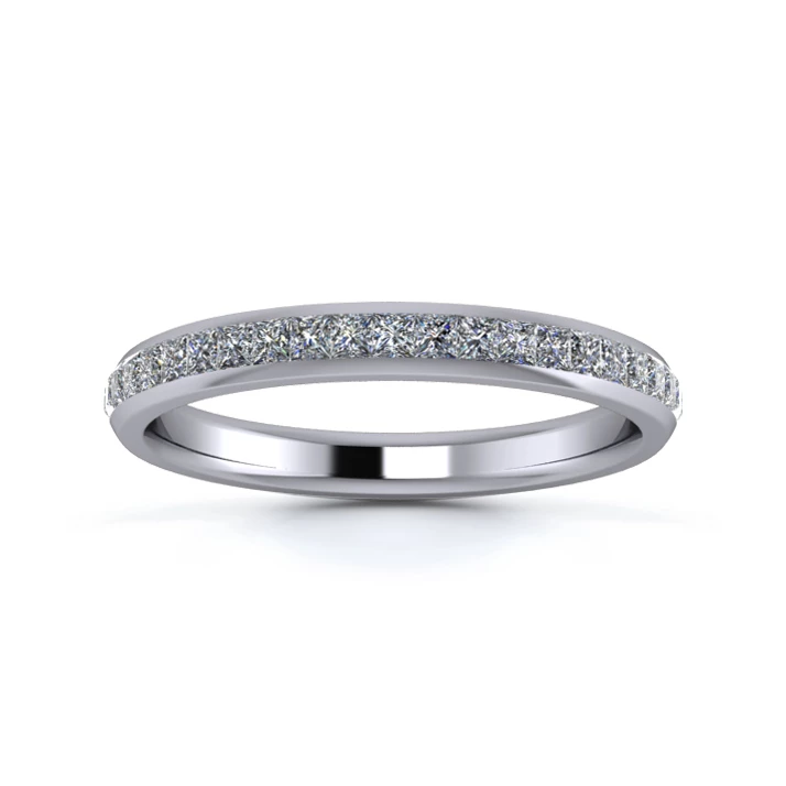 Platinum 2.5mm Three Quarters Princess Channel Diamond Set Ring