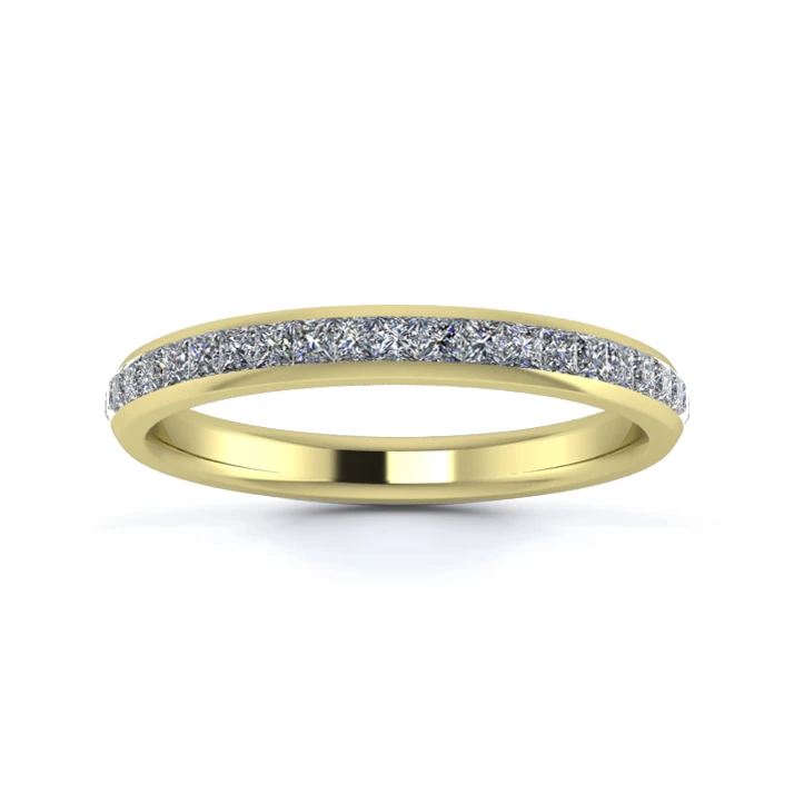 18K Yellow Gold 2.5mm Three Quarters Princess Channel Diamond Set Ring