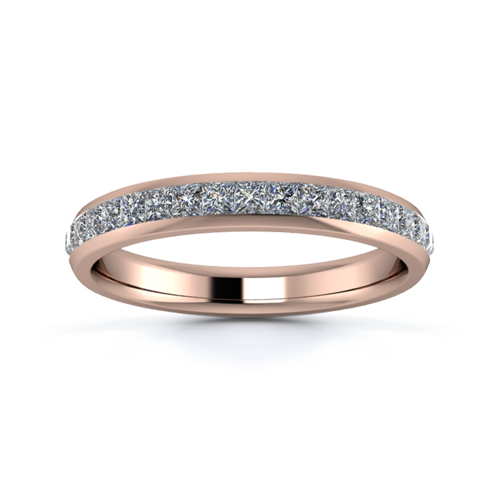 18K Rose Gold 3mm Full Princess Channel Diamond Set Ring