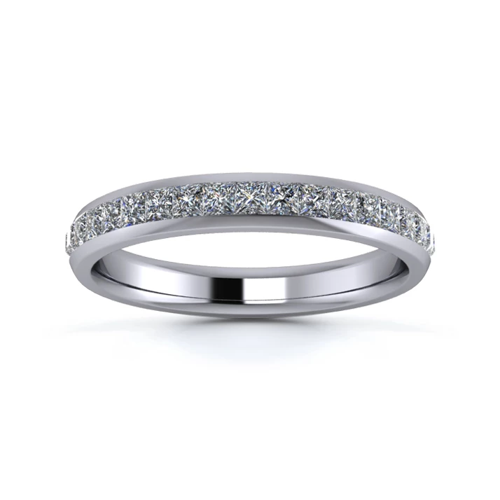 18K White Gold 3mm Full Princess Channel Diamond Set Ring