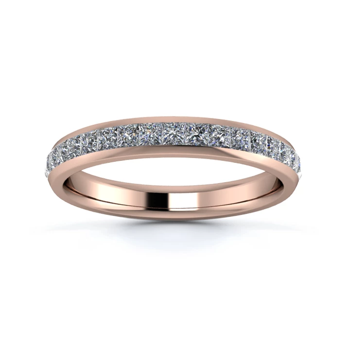 18K Rose Gold 3mm Half Princess Channel Diamond Set Ring