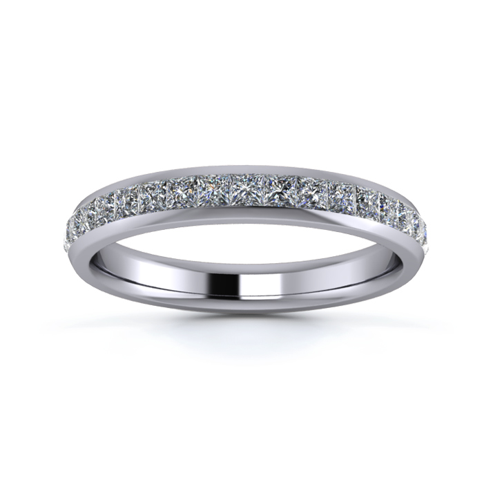 Platinum 3mm Half Princess Channel Diamond Set Ring
