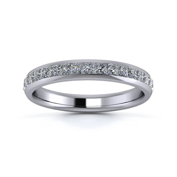 18K White Gold 3mm Half Princess Channel Diamond Set Ring