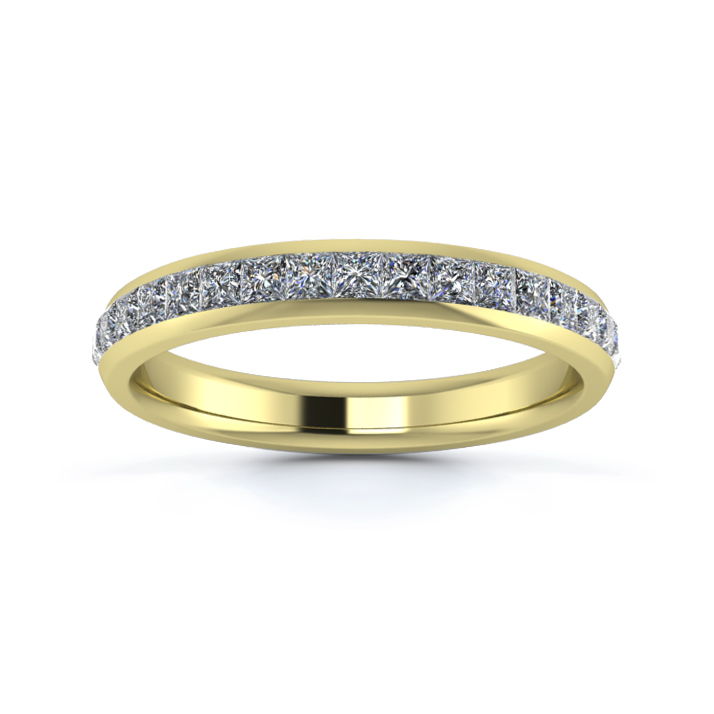 18K Yellow Gold 3mm Half Princess Channel Diamond Set Ring
