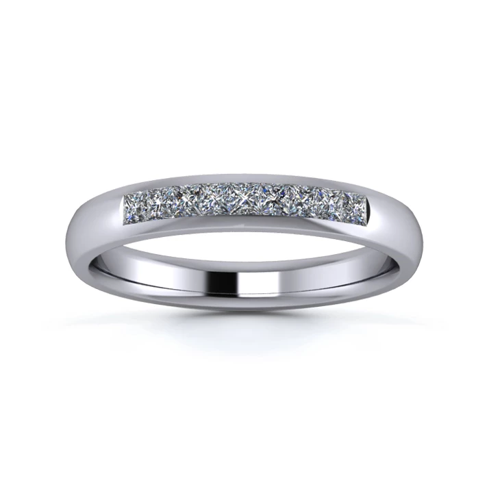 Platinum 3mm Quarter Princess Channel Diamond Set Ring
