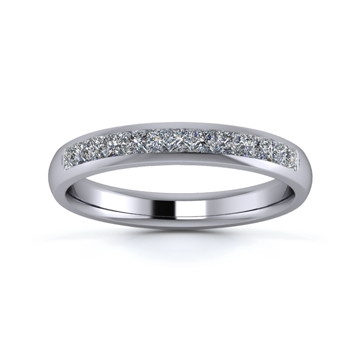 18K White Gold 3mm One Third Princess Channel Diamond Set Ring