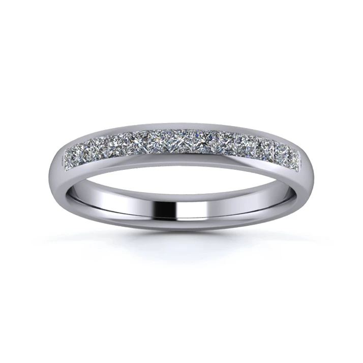 Platinum 3mm One Third Princess Channel Diamond Set Ring