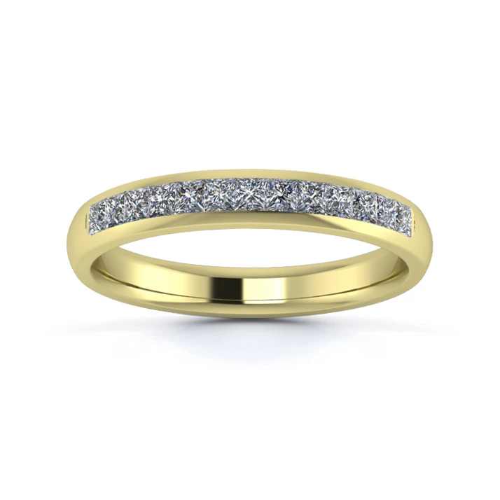 18K Yellow Gold 3mm One Third Princess Channel Diamond Set Ring