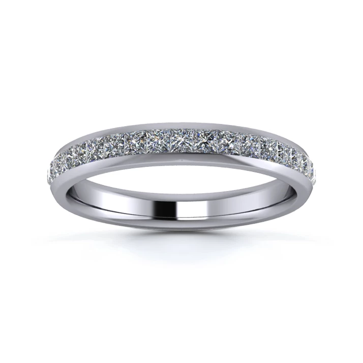 18K White Gold 3mm Three Quarters Princess Channel Diamond Set Ring