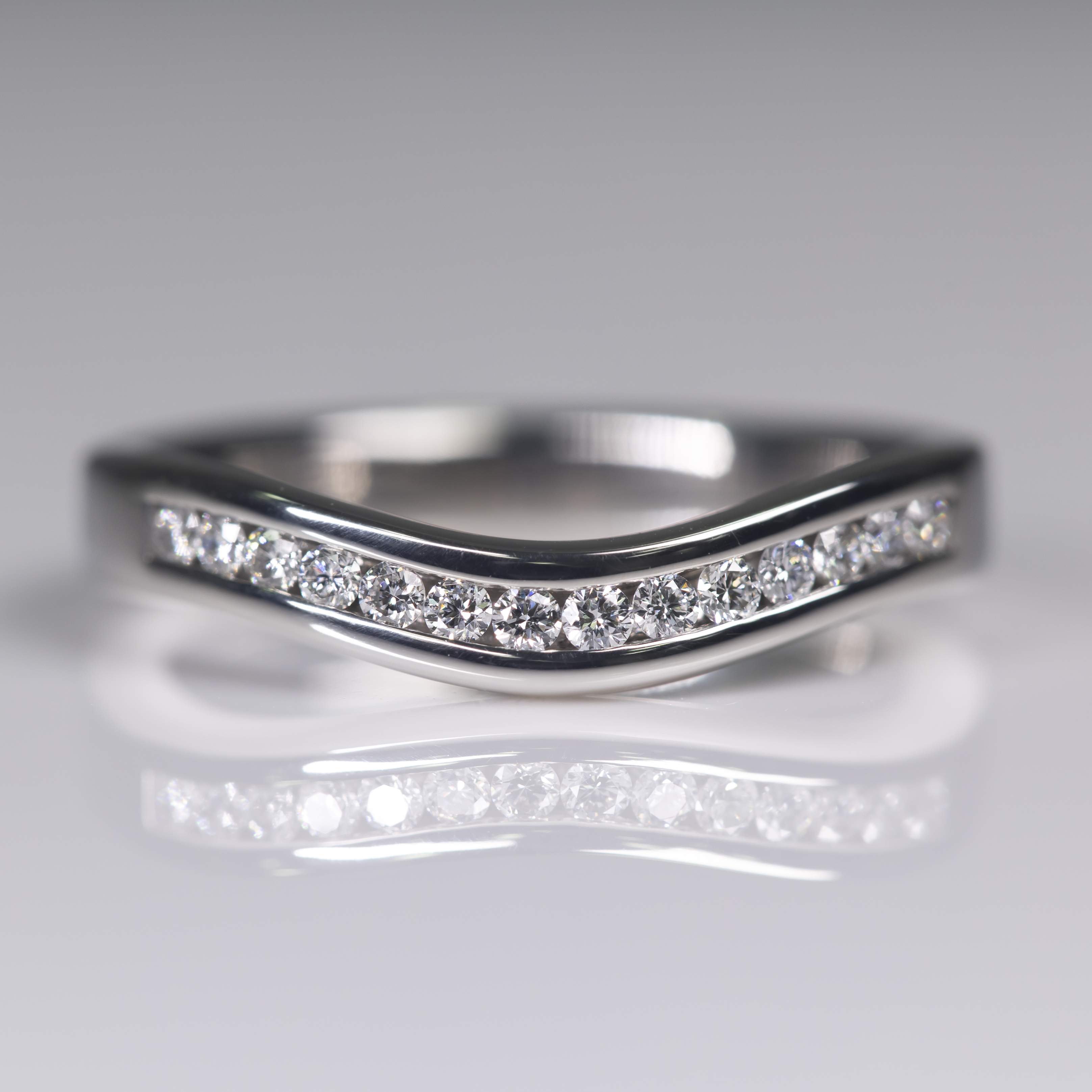 Thin Channel Set Diamond Anniversary Band In 950 Platinum