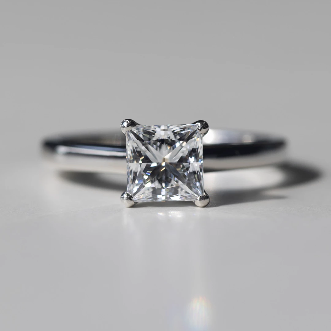 1.03ct Lab-Grown Princess Solitaire Diamond Ring in Platinum