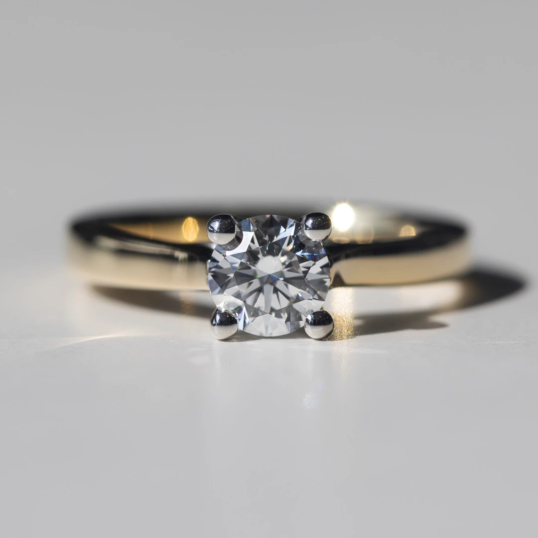 0.60ct Lab-Grown Round Brilliant Mirabelle Diamond Ring in 18K Yellow & White Gold