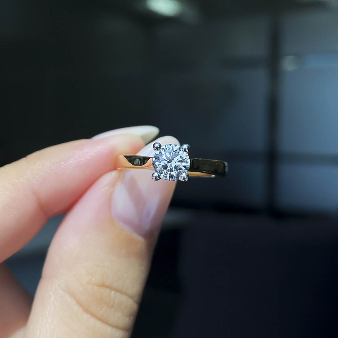 0.60ct Lab-Grown Round Brilliant Mirabelle Diamond Ring in 18K Yellow & White Gold