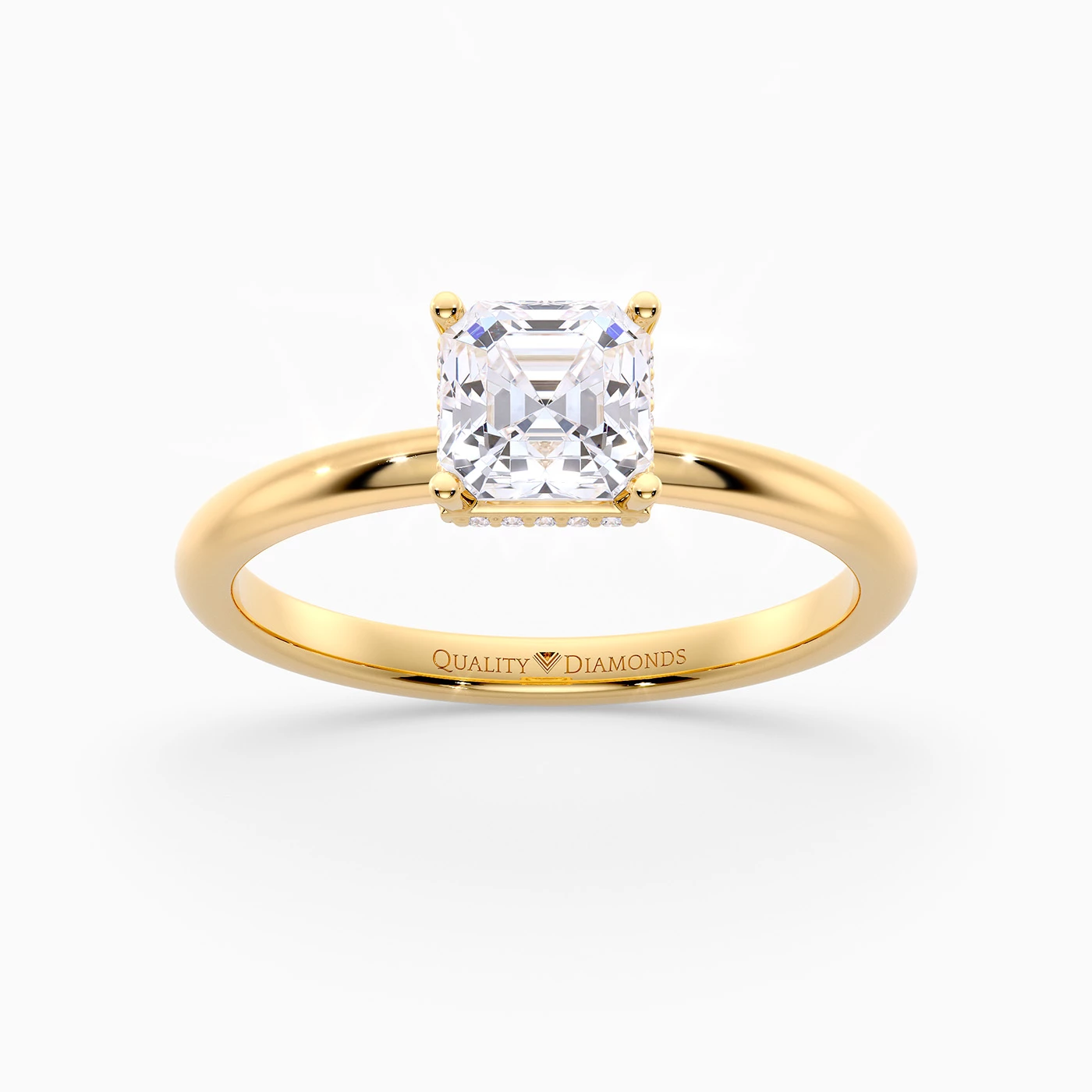 Asscher Liraz Hidden Halo Diamond Ring in 9K Yellow Gold
