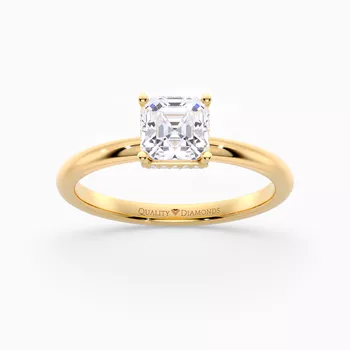 Asscher Liraz Hidden Halo Diamond Ring in 9K Yellow Gold