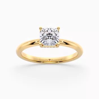 Cushion Liraz Hidden Halo Diamond Ring in 9K Yellow Gold