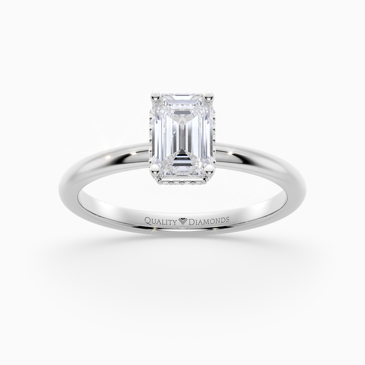 Emerald Liraz Hidden Halo Diamond Ring in Platinum 950