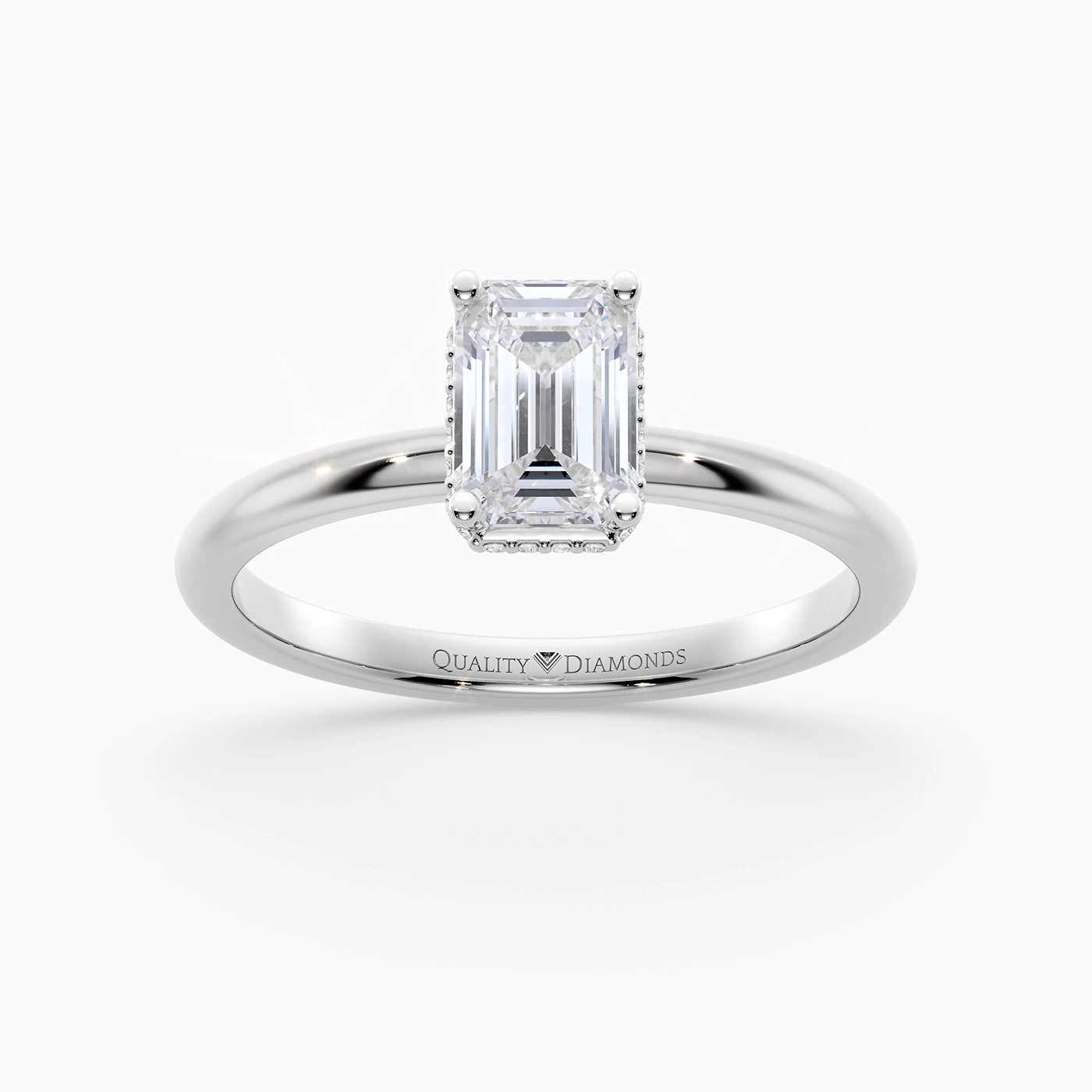 Emerald Liraz Hidden Halo Diamond Ring in Platinum