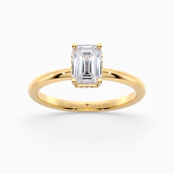 Emerald Liraz Hidden Halo Diamond Ring in 9K Yellow Gold