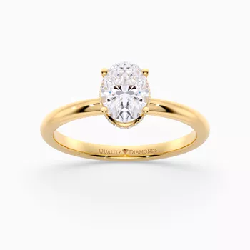 Oval Liraz Hidden Halo Diamond Ring in 9K Yellow Gold
