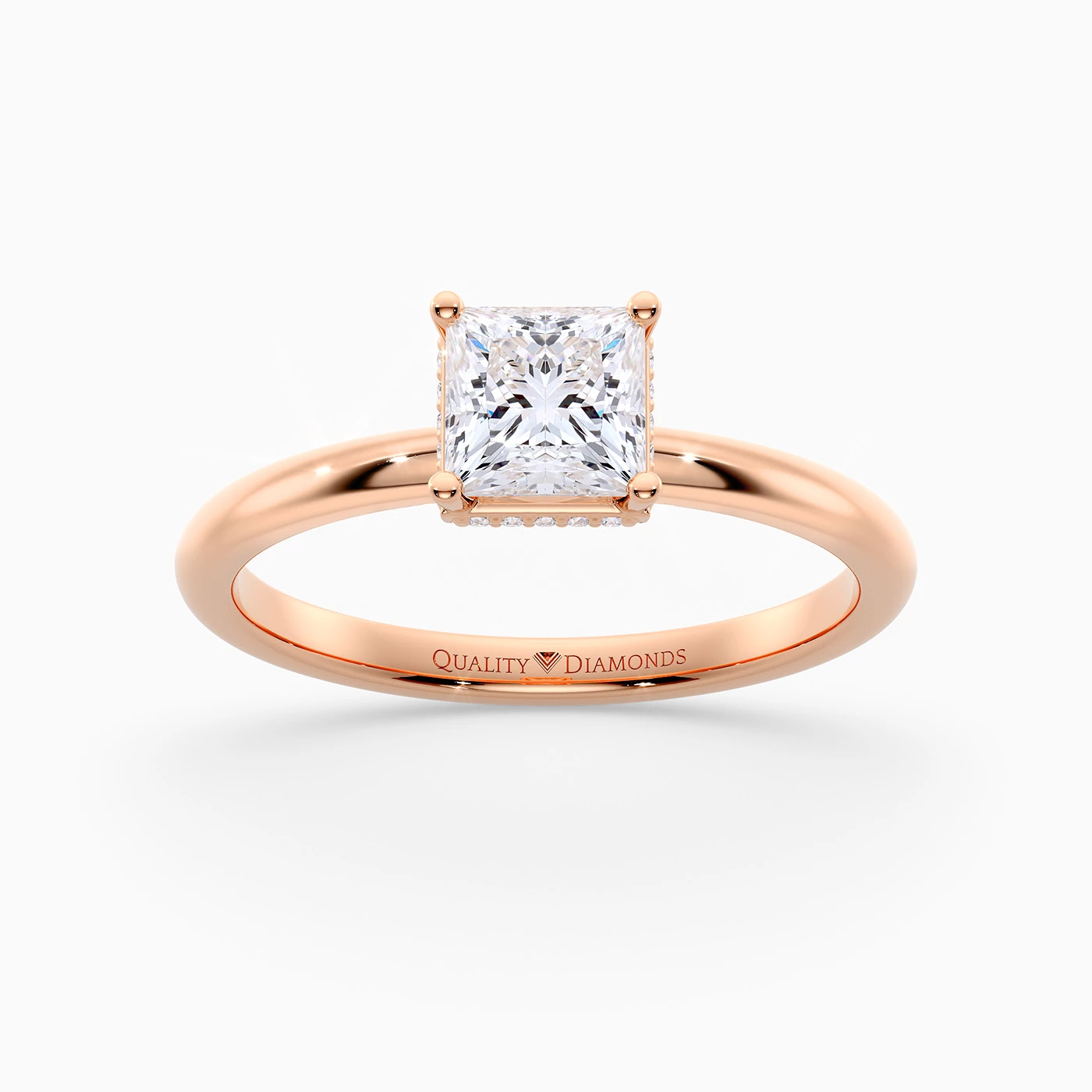 Princess Liraz Hidden Halo Diamond Ring in 18K Rose Gold