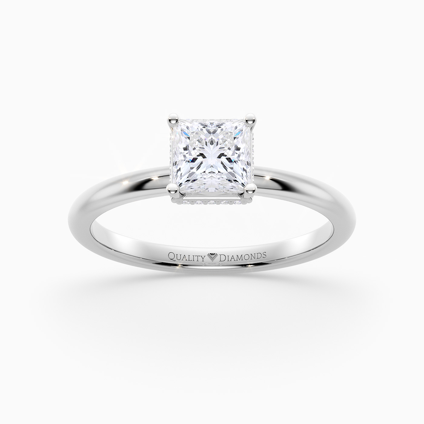 Princess Liraz Hidden Halo Diamond Ring in 18K White Gold