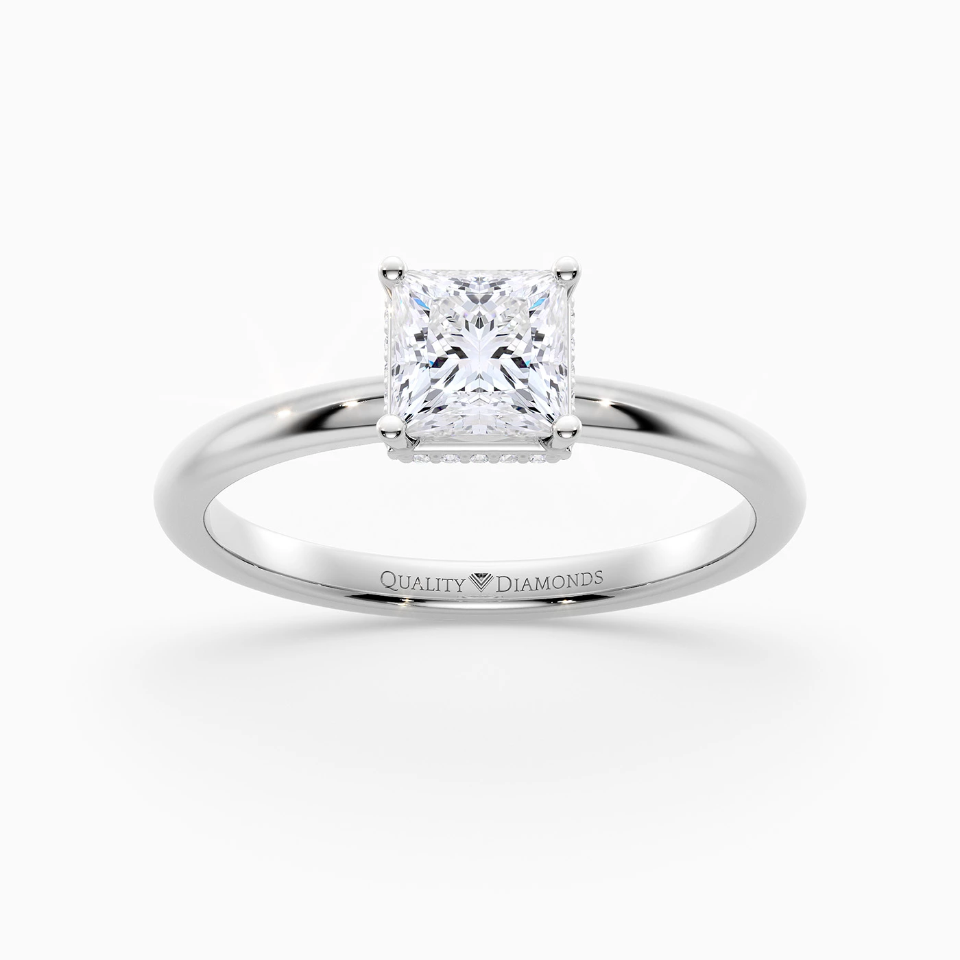 Princess Liraz Hidden Halo Diamond Ring in Platinum