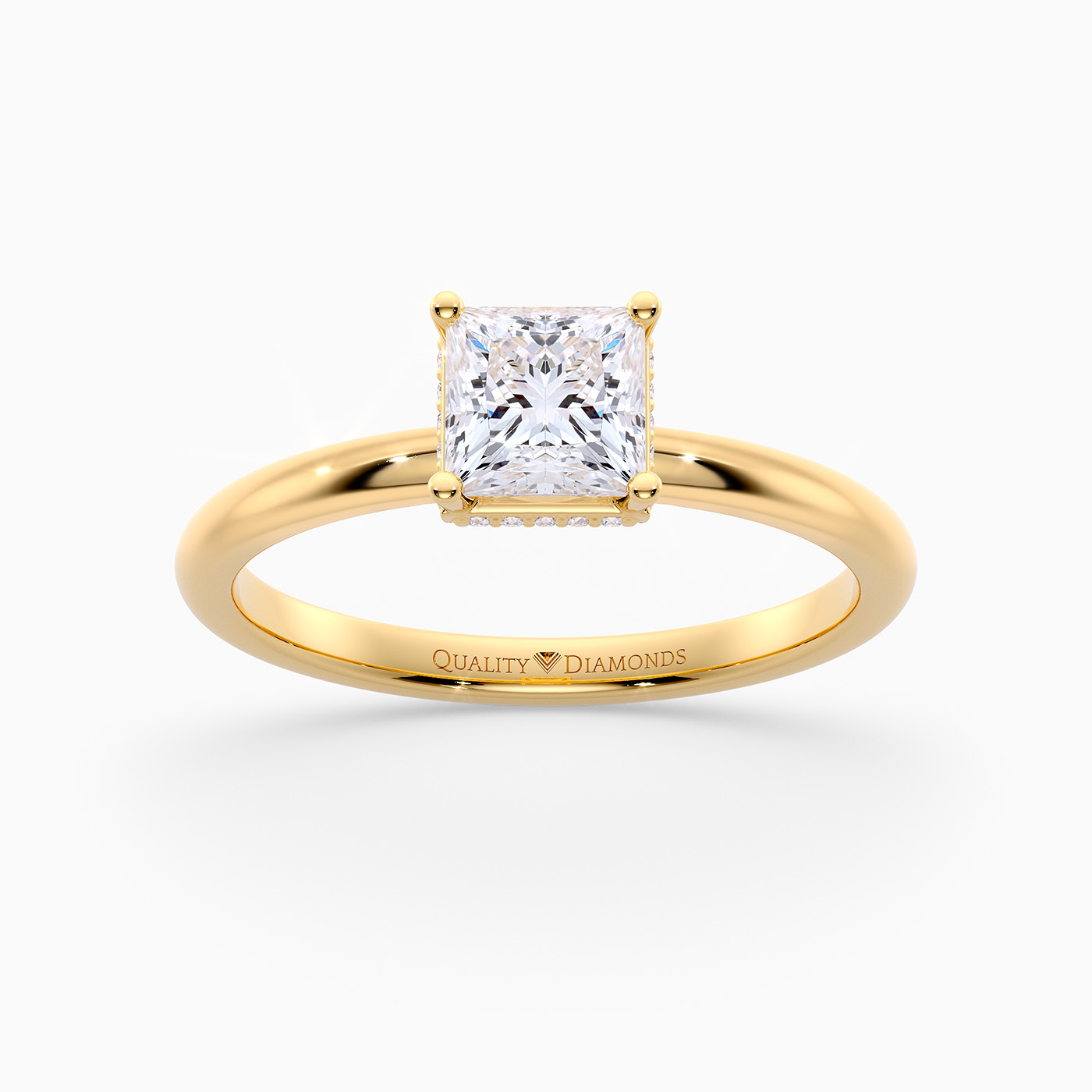 Princess Liraz Hidden Halo Diamond Ring in 18K Yellow Gold | Quality ...