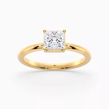 Princess Liraz Hidden Halo Diamond Ring in 9K Yellow Gold