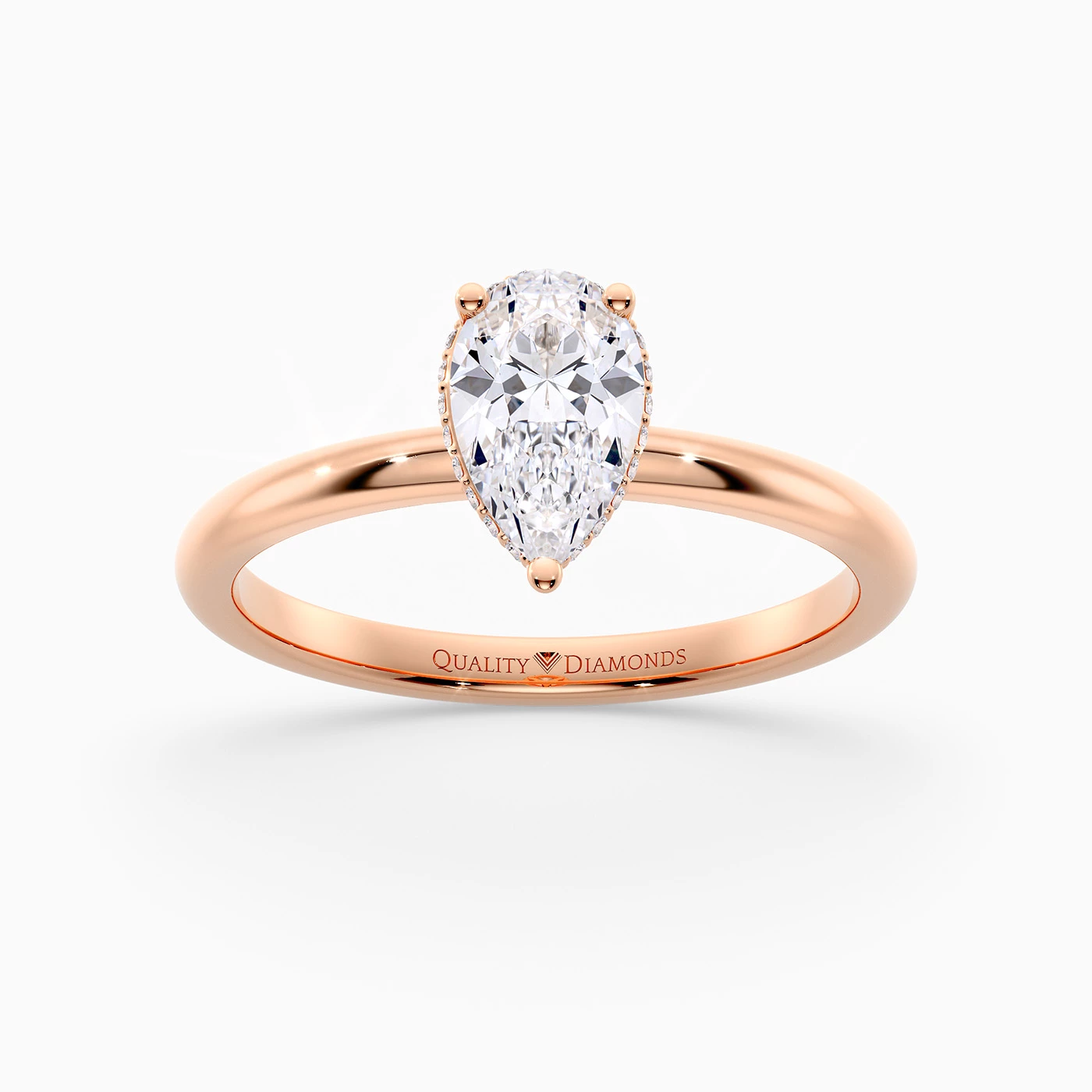 Pear Liraz Hidden Halo Diamond Ring in 18K Rose Gold