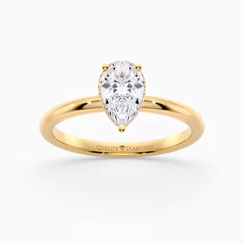 Pear Liraz Hidden Halo Diamond Ring in 9K Yellow Gold