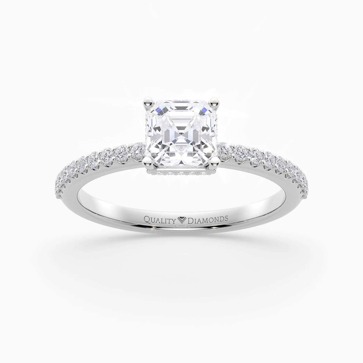 Diamond Set Asscher Liraz Hidden Halo Diamond Ring in Platinum