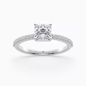 Diamond Set Cushion Liraz Hidden Halo Diamond Ring in Platinum