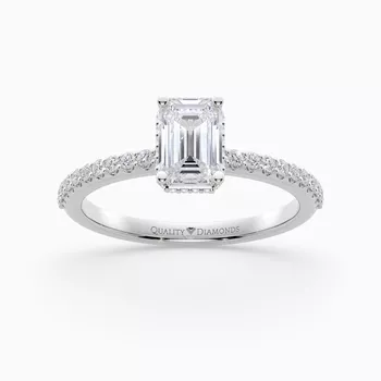 Diamond Set Emerald Liraz Hidden Halo Diamond Ring in Platinum