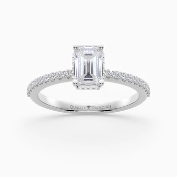 Diamond Set Emerald Liraz Hidden Halo Diamond Ring in Platinum
